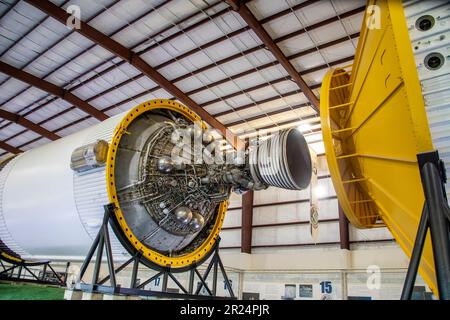 Houston USA 4th Feb 2023: Mighty and massive, the Saturn V rocket at NASA Johnson Space Center is the tallest, heaviest and most powerful rocket ever Stock Photo