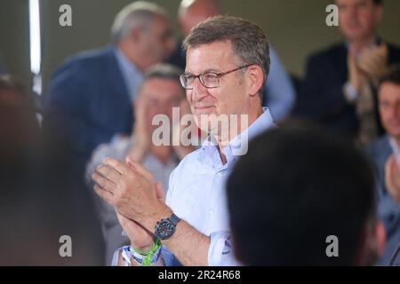 Oviedo, Asturias, Spain. 15th May, 2023. Oviedo, Spain, 15th May, 2023: The president of the Partido Popular, Alberto NuÃ±ez Feijoo applauds during the rally of the Partido Popular in Oviedo, on May 15, 2023, at the Palacio de Exposiciones y Congresos Ciudad de Oviedo, in Oviedo, Spain (Credit Image: © Alberto Brevers/Pacific Press via ZUMA Press Wire) EDITORIAL USAGE ONLY! Not for Commercial USAGE! Stock Photo