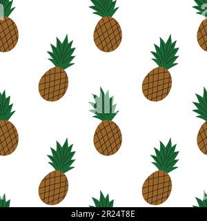 Cool seamless pineapple cartoon pattern with beach and summer for print. Stock Vector