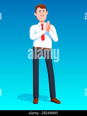 Businessman applauds while standing Stock Vector