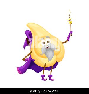 Cartoon Halloween italian pasta wizard character. Isolated vector tortellini personage with magic wand, witch hat and cape, with comical expression on face, adding fun touch to the holiday festivities Stock Vector