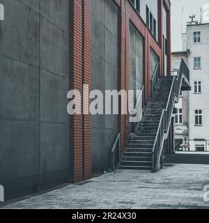 concrete building with external stairs Stock Photo