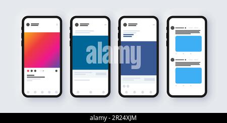 Social Media Template Mockup Presentation on Mobile Phone Stock Vector