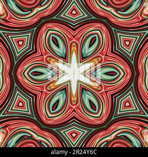 Series of abstract kaleidoscope patterns, set of 9. Floral centric pattern Stock Photo