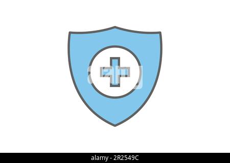 Health insurance icon. security vector icon, Protection, Shield, Safety system, Medical shield. Two tone icon style design. Simple vector design edita Stock Vector
