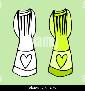 Doodle hand drawing with kid clothes. Vector illustration of lines and coloring pages for kids Stock Vector