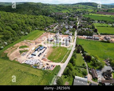 Aerial view of Fownhope village in rural Herefordshire England UK taken ...