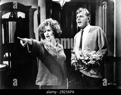 ELIZABETH TAYLOR and RICHARD BURTON in WHO'S AFRAID OF VIRGINIA WOOLF ? 1966 director MIKE NICHOLS play Edward Albee screenplay Ernest Lehman music Alex North costume design Irene Sharaff Chenault Productions / Warner Bros. Stock Photo