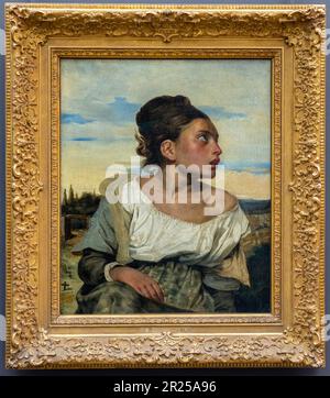 Paris, France - 05 13 2023: Louvre Museum. Young Orphan Girl in The Cemetery painted by Eugene Delacroix Stock Photo