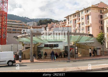 Monaco, Monaco, April 20th 2023:- A view of The Monaco Train Station, the Gare De Monaco Stock Photo