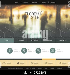 Website Design for Your Business - Urban Theme, Metro Station Background and Linear Icons Stock Vector