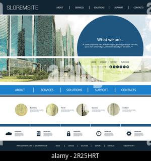 Website Template with Cityscape Header Design Concept Stock Vector