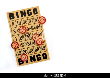 vintage bingo cards and markers Stock Photo