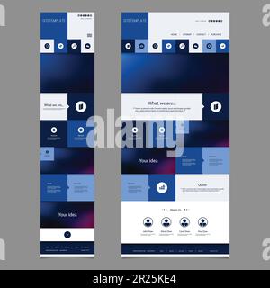Responsive One Page Website Template with Blurred Background - Desktop and Mobile Version Stock Vector