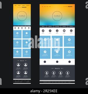 Responsive One Page Website Template with Blurred Background - Desktop and Mobile Version Stock Vector