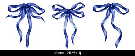 Thin ribbon bows of blue color collection Stock Vector Image & Art - Alamy