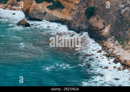 Aerial view of ocean waves and fantastic Rocky coast Stock Photo - Alamy