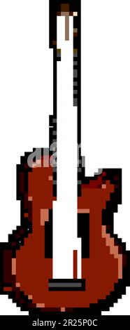 string acoustic guitar game pixel art vector illustration Stock Vector