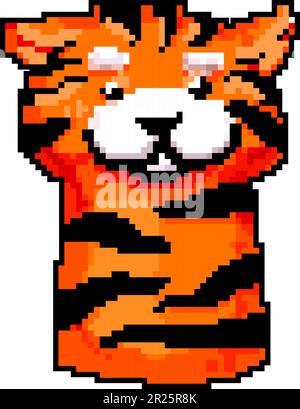 tiger hand puppet game pixel art vector illustration Stock Vector