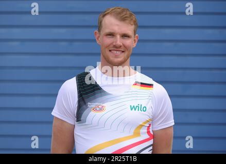 Dortmund, Deutschland. 17th May, 2023. firo: May 17th, 2023, rowing, Team Germany eighth 2023, eighth, introduction, presentation on the Dortmund-Ems Canal, position 3, Germany eighth, Max JOHN, portrait Credit: dpa/Alamy Live News Stock Photo