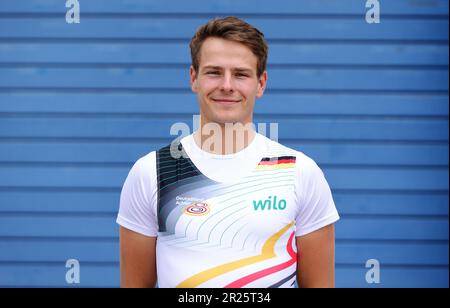 Dortmund, Deutschland. 17th May, 2023. firo: May 17th, 2023, rowing, Team Germany eighth 2023, eighth, introduction, presentation on the Dortmund-Ems Canal, position 2, Germany eighth, Jasper ANGL, portrait Credit: dpa/Alamy Live News Stock Photo