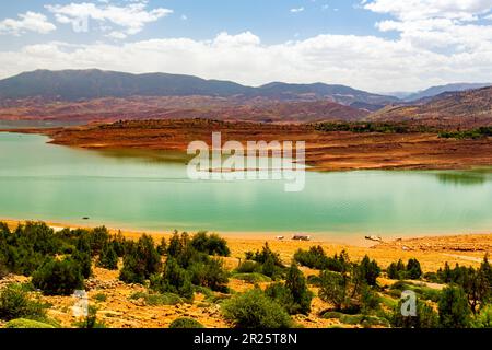 Beautiful scape of Bin El Ouidane dam in the Benimellal region in Morocco Stock Photo