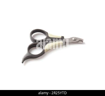 Tool for clipping claws of animals on a white background. Scissors for cutting claws for pets on isolation. Hygiene for cats and dogs. Stock Photo