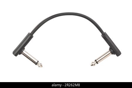 electric guitar pedal patch cable path isolated on white Stock Photo