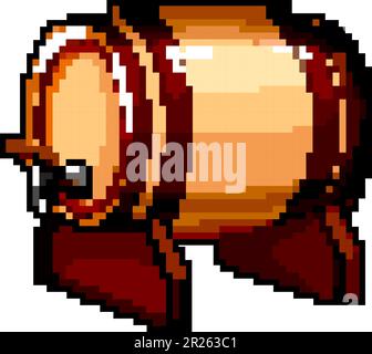 cellar barrel wine game pixel art vector illustration Stock Vector
