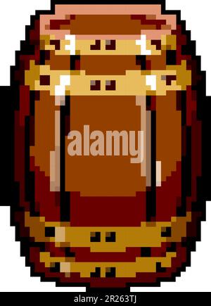 old barrel wine game pixel art vector illustration Stock Vector