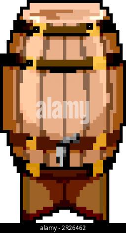vintage barrel wine game pixel art vector illustration Stock Vector