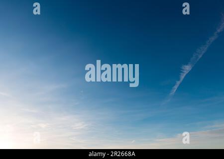 blue sky with light veil clouds - cirrostratus Stock Photo