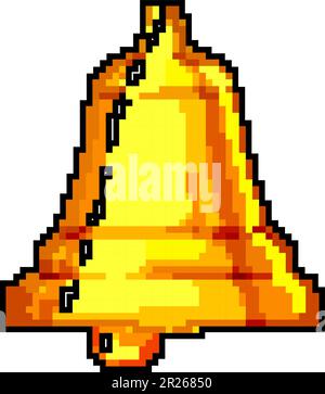 ring bell game pixel art vector illustration Stock Vector
