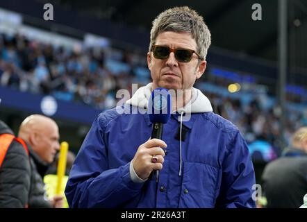 Noel Gallagher speaking to CBS ahead of the UEFA Champions League round of  sixteen second leg match at Etihad Stadium, Manchester. Picture date:  Tuesday March 14, 2023 Stock Photo - Alamy