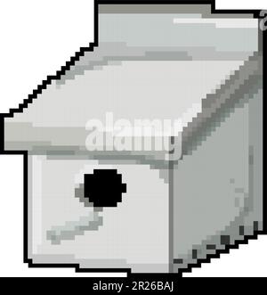 tree bird house game pixel art vector illustration Stock Vector