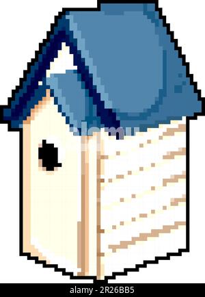 spring bird house game pixel art vector illustration Stock Vector