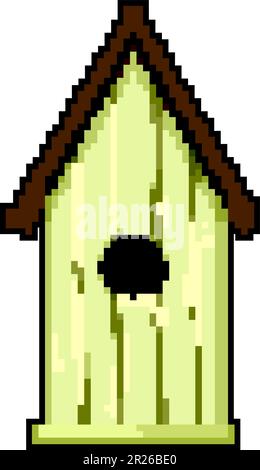wood bird house game pixel art vector illustration Stock Vector