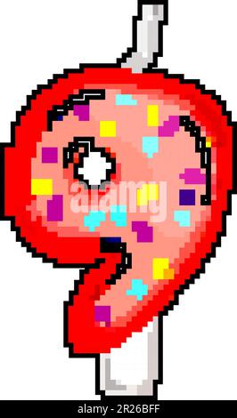 Vector Pixel Art number nine. Colorful number 9 Consist of Modules from ...