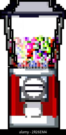 glass bubblegum machine game pixel art vector illustration Stock Vector
