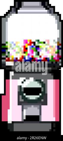 chewing bubblegum machine game pixel art vector illustration Stock Vector