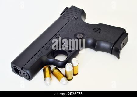 A firearm shot of a .45 magnum. Stock Photo