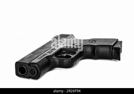 A firearm shot of a .45 magnum. Stock Photo