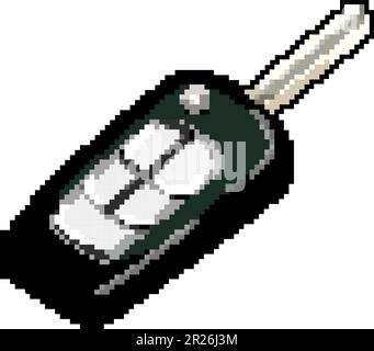lock car key game pixel art vector illustration Stock Vector
