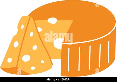 Whole cheese block icon. Cheese products silhouette. Vector illustration. Stock Vector