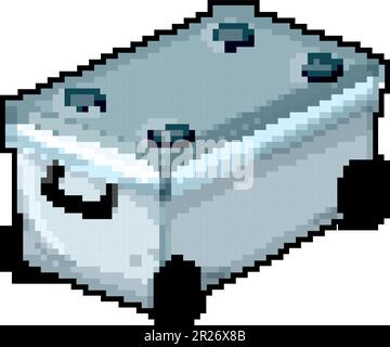 beach cooler box game pixel art vector illustration Stock Vector