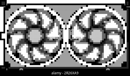 Power Cooling Fan Pc Game Pixel Art Vector Illustration Stock Vector 
