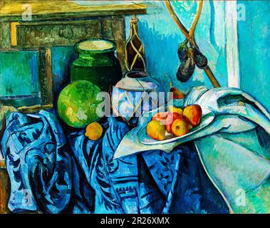 Still Life with a Ginger Jar and Eggplants Stock Photo