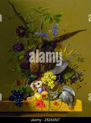 Still life with a pheasant and fruit Stock Photo