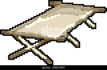 bed cot camp game pixel art vector illustration Stock Vector