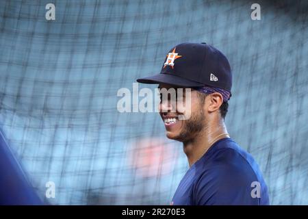 Houston Astros' Jeremy Pena smiles during batting practice before a  baseball game against the Chicago Cubs Wednesday, May 17, 2023, in Houston.  (AP Photo/David J. Phillip Stock Photo - Alamy